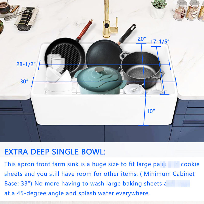 30" L X 20" W Kitchen Sink - White, Heat , Stain & Scratch Rust Sound Dampening, Quick To Clean And Accrue Wealth Heat, Stain, Simple Make Use Of