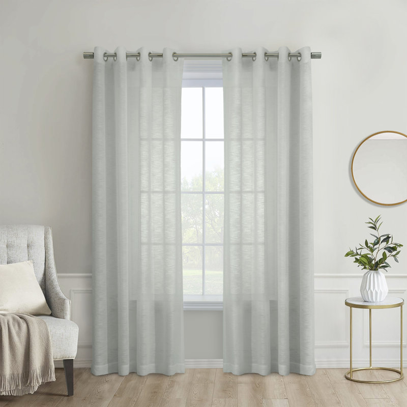 Bishesh Sheer Curtain Single Panel, 52" W x 63" L, Light Gray