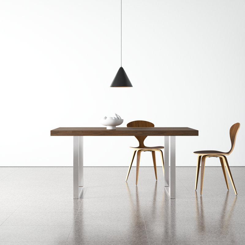 Walnut and Chrome Eight-Seater Modern Dining Table