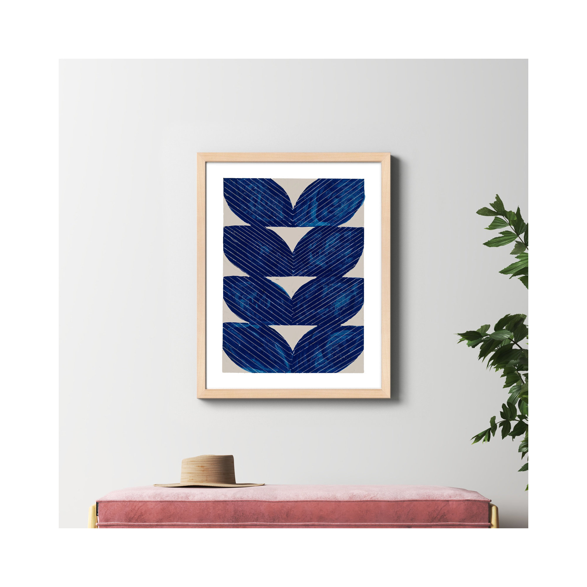 Navy Chevron by Andrea Stokes, 38" H x 30" W x 1.25" D, Brown