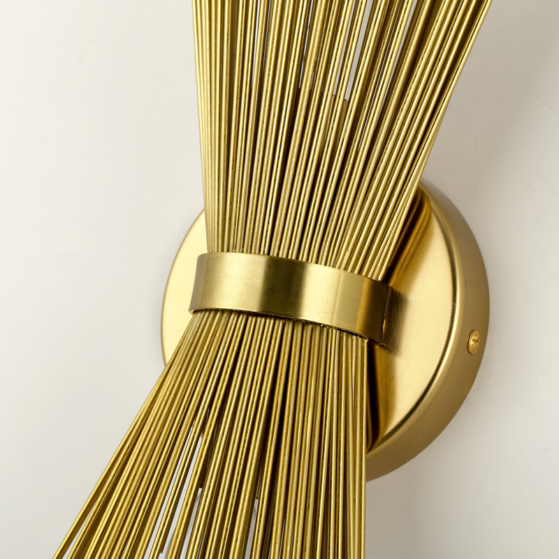 Ensemble de 2 lampes de salle de bain à 2 lumières de style Mid-Century moderne Starburst applique dorée pour salle d'eau, Or