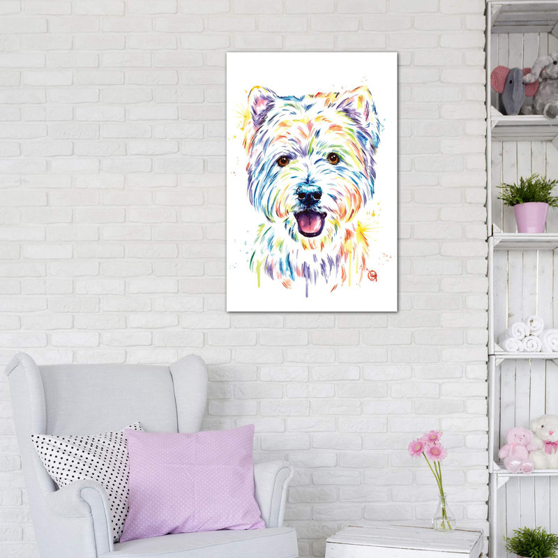 Westie par Lisa Whitehouse - impression d'art graphique, H 48 po x l 32 po x P 1,5 po, Toile tendue, Pas de tapis