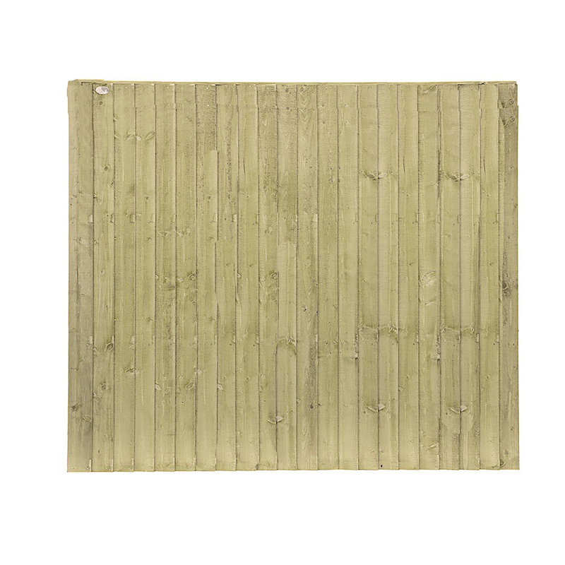 Standard Green Featheredge 1.65 M Vertical Fence Panel, 166.70H x 182.80W x 5D cm