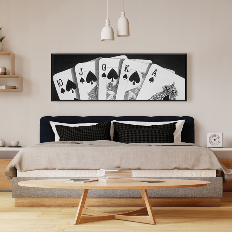 Toile de jeu de cartes noir et blanc | Décoration murale homme «Man Cave»