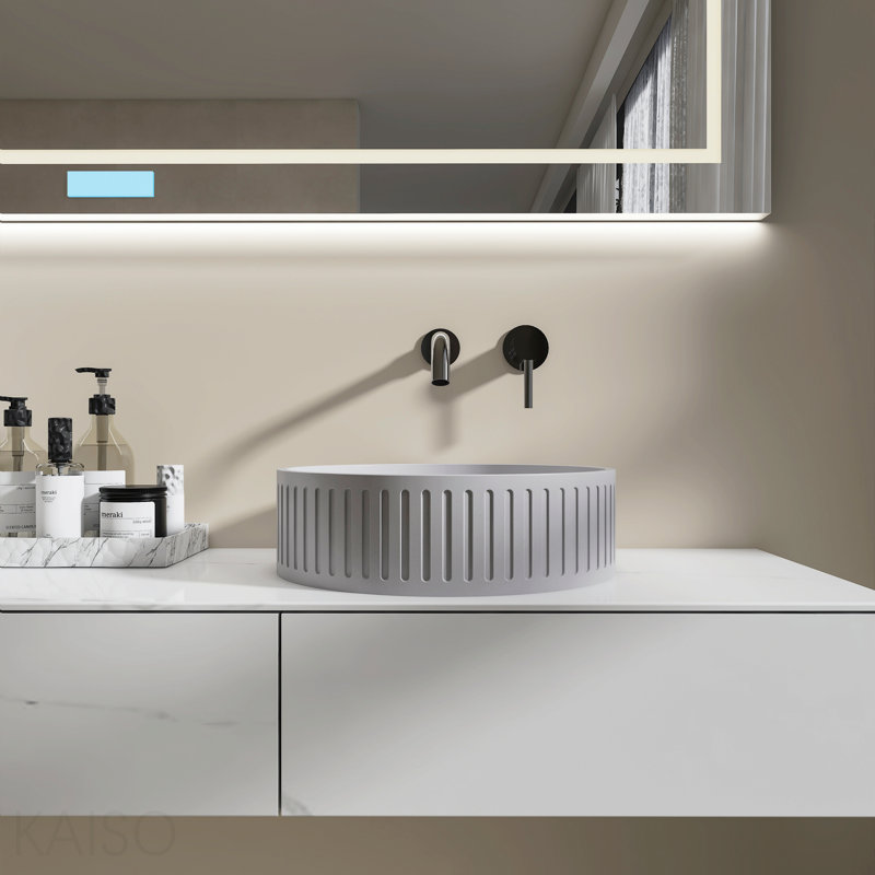 15'' Concrete Round Modern Gray Bathroom Sink