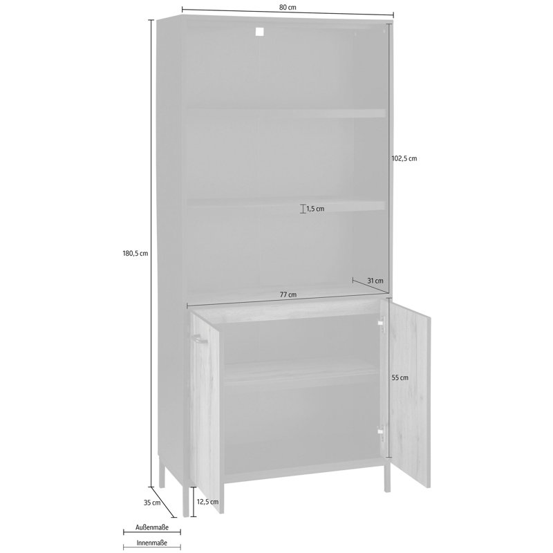 Alinde 180.5cm H x 80cm W Standard Bookcase