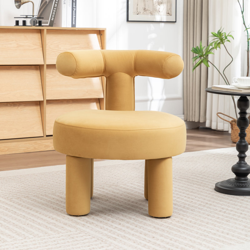 Fauteuil demi-tonneau en velours Bula, Jaune