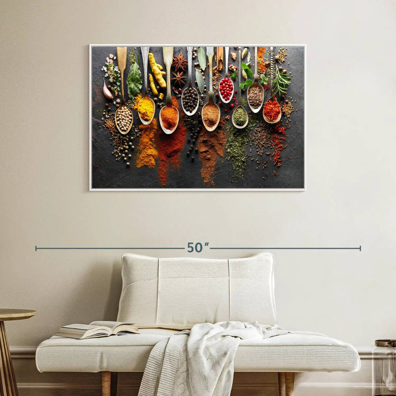 Choix d'épices, Cadre flottant blanc, 43 po x 29 po