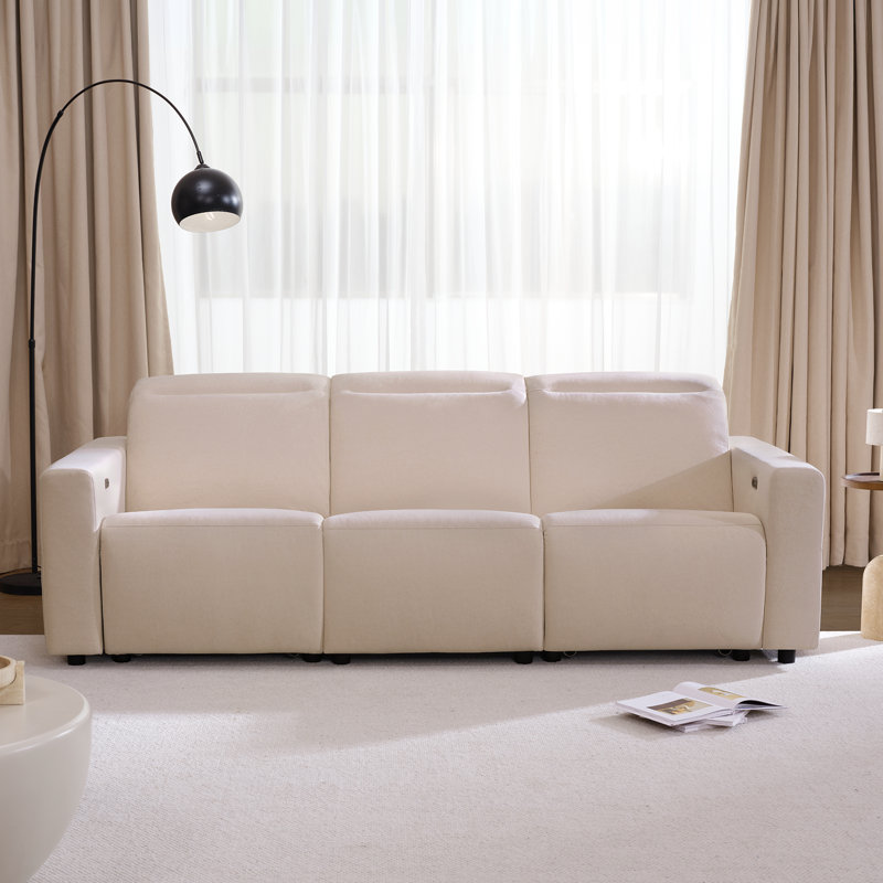 98" Wall Hugger & Zero-Gravity 3 Seater Power Reclining Sofa, Pet Friendly Fabric With USB & Type-C Ports For Living Room