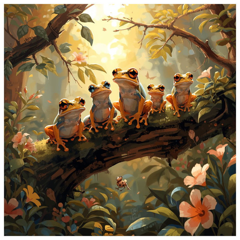 Coussins Frog On Tree Branch, 20 x 20 pouces