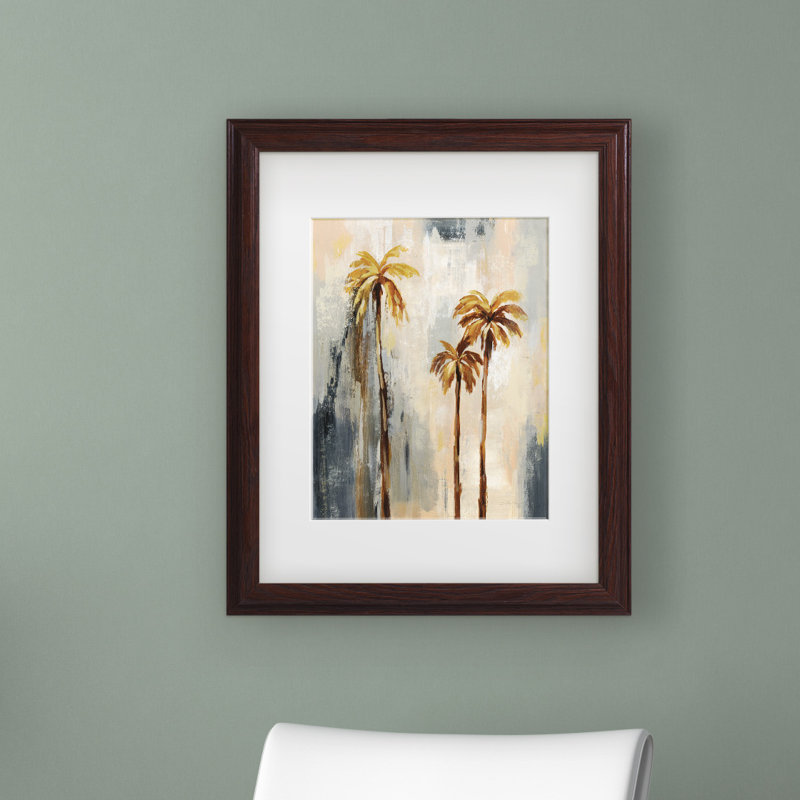 « palm trees i », métal imprimé, H 14 po x l 11 po x P 2 po, Cadre brun