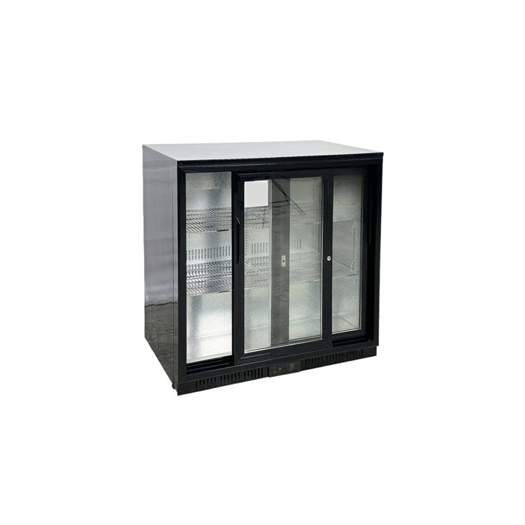 35.5 in. W 3.81 cu. ft. 2-Glass Slide Door Back Bar Cooler Refrigerator with LED Lighting in Black