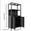 Armoire de rangement autoportante en bambou avec 2 portes - 2 tablettes ouvertes et intérieures, organisateur de plancher multi-espaces pour la salle de bain, la cuisine, le salon, le vestibule-1465043709