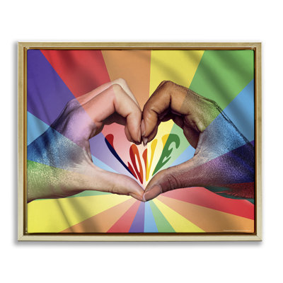 «Rainbow Love Hands», art mural encadré sur toile flottante par Reinders
