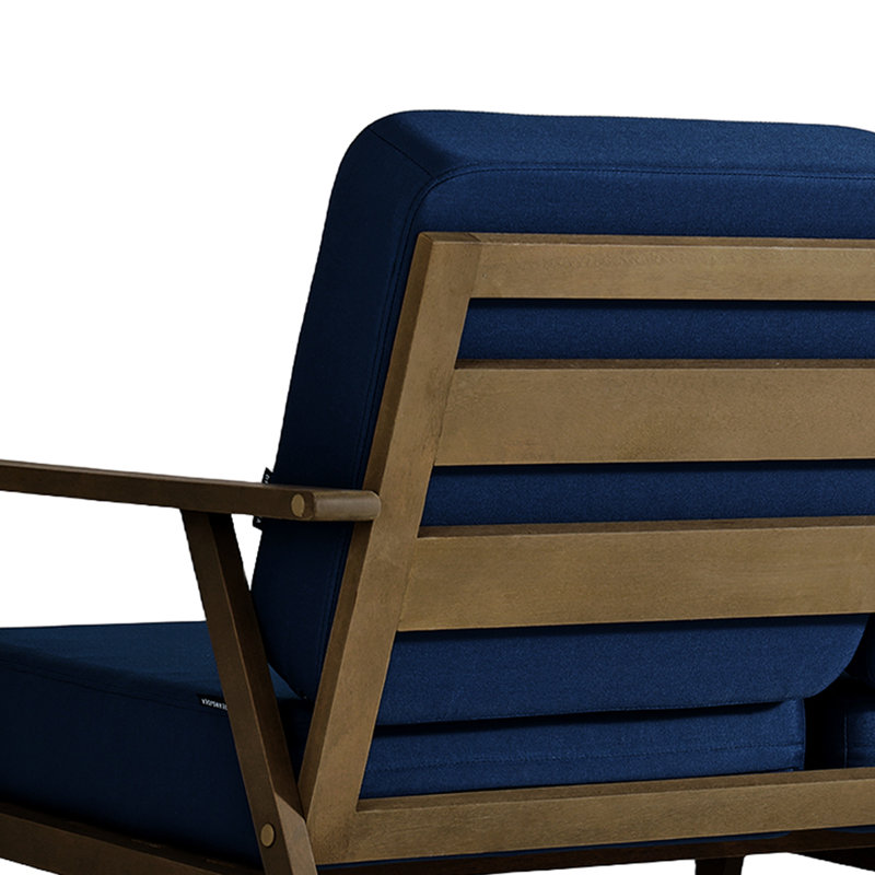 Patio Outdoor Sofa with Cushions, Brown, Navy