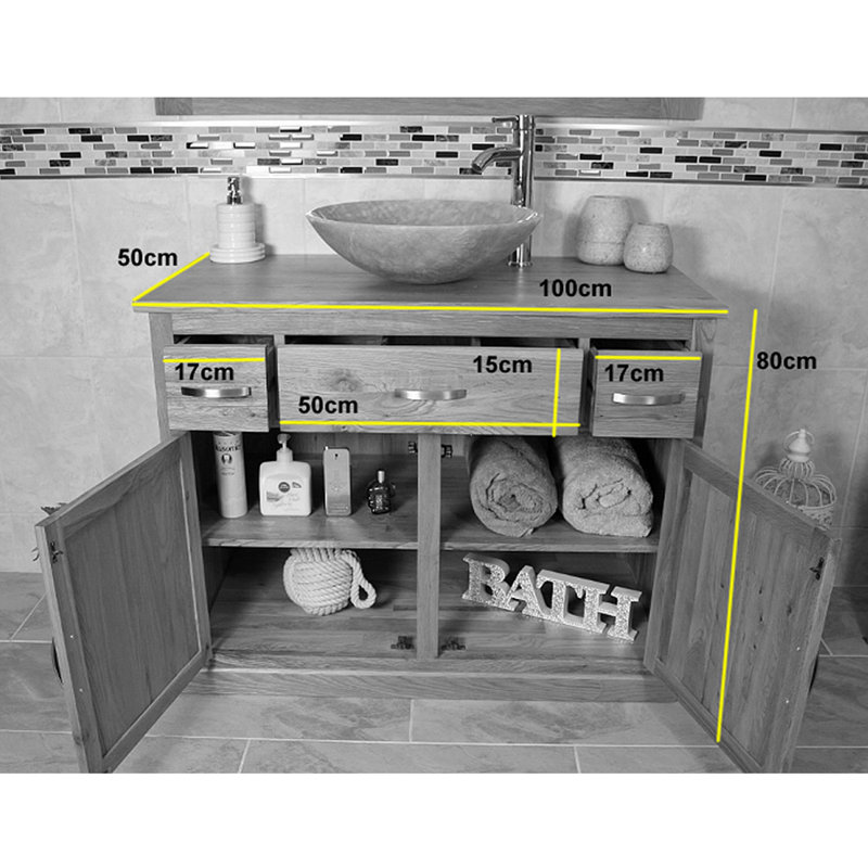 Walter 1000mm Single Bathroom Vanity with Vessel St1 Basin, Grey, Grey