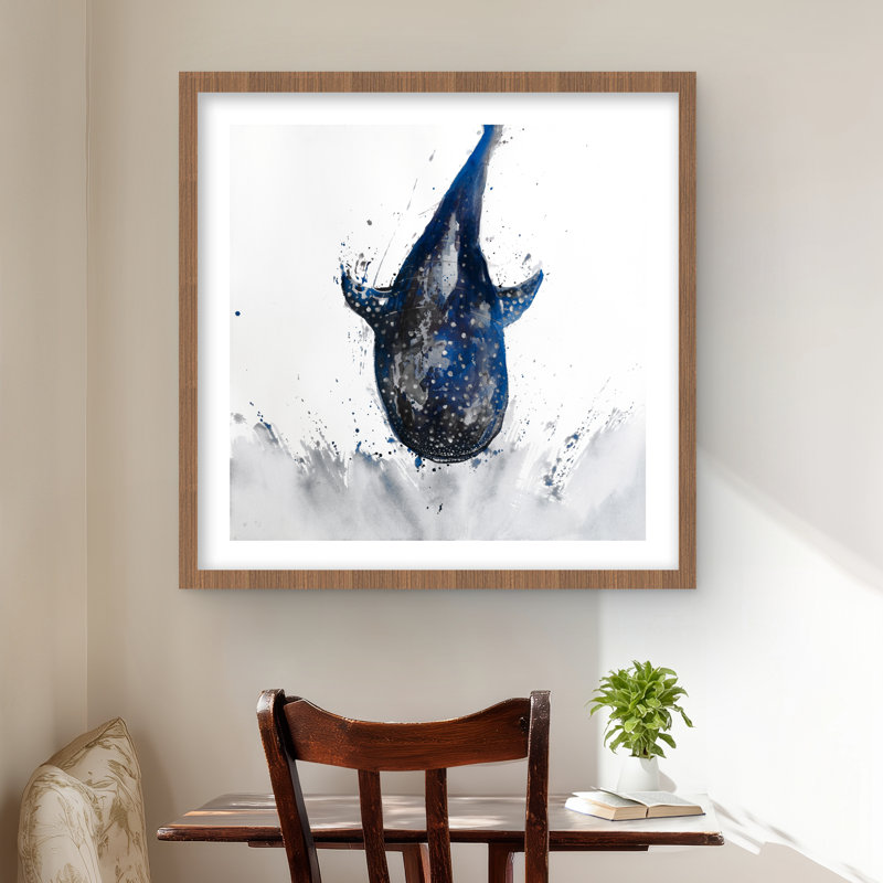 Shark Whale Sea Blue Framed Matted Print for Home Decor
