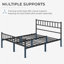 Minimalist Metal Bed Frame with Slatted Headboard-800080578-777585065