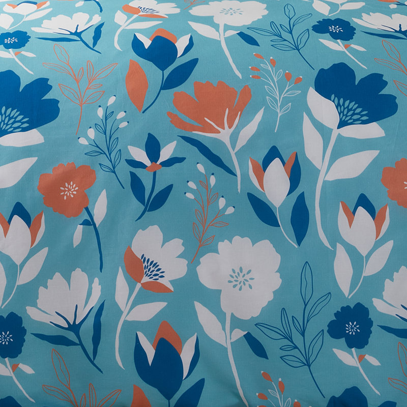 Luna Cotton Blend Floral Duvet Cover Set with Pillowcases Included, Double - 2 Standard Pillowcase