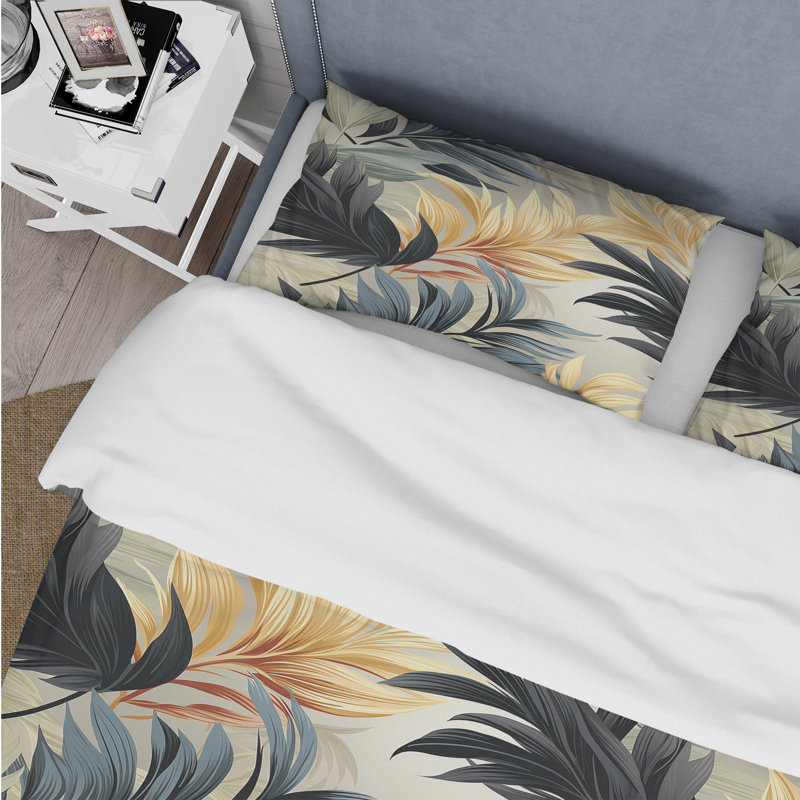 Monochrome Mirage Tropical Pattern III - Ensemble de housse de couette tropical