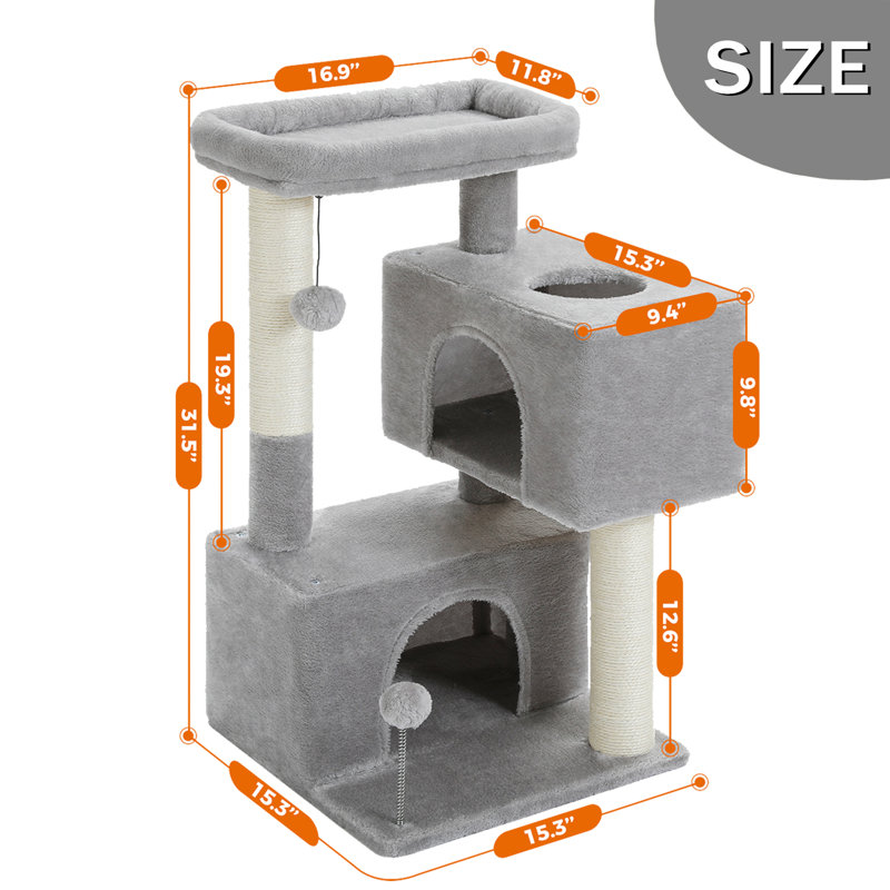 Ellanese 32'' H Cat Tree, Gray