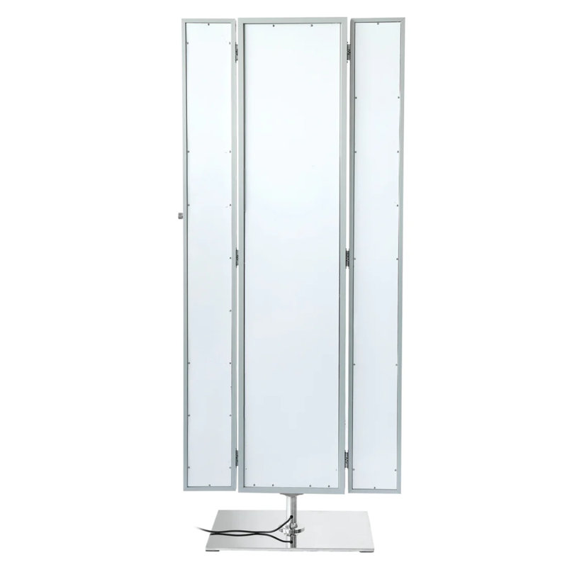 Miroir de maquillage pleine grandeur Trifecta avec support pivotant à 180 degrés et bande lumineuse à DEL, Blanc