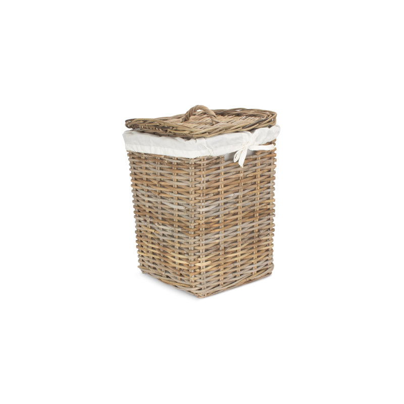 Square Rattan Laundry Bin, 58cm H x 37cm W x 37cm D