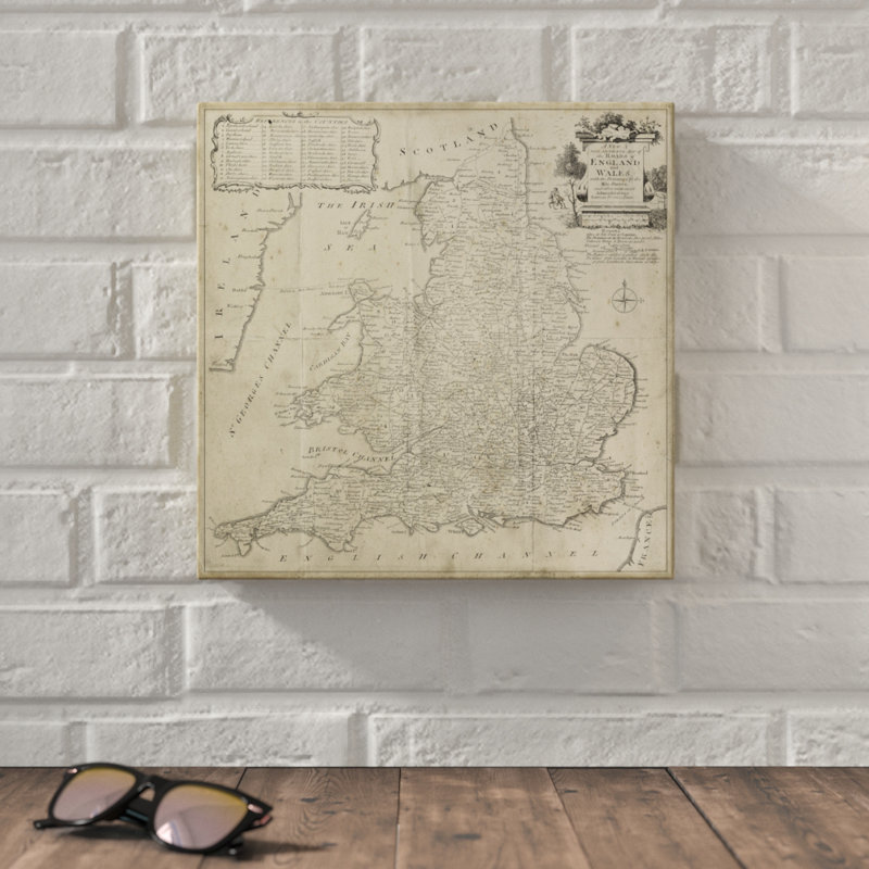 Road Map Of England & Wales - Wrapped Canvas Painting, 30cm H x 30cm W