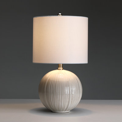 White Ceramic Table Lamp With Drum Shade