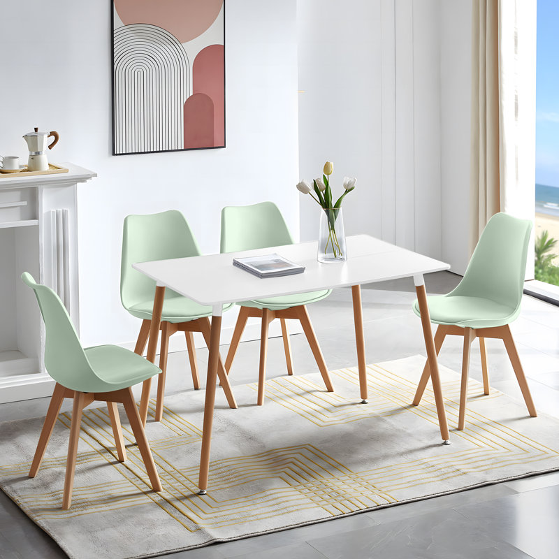 Nero 4 -Person Dining Set, White, Tea Green