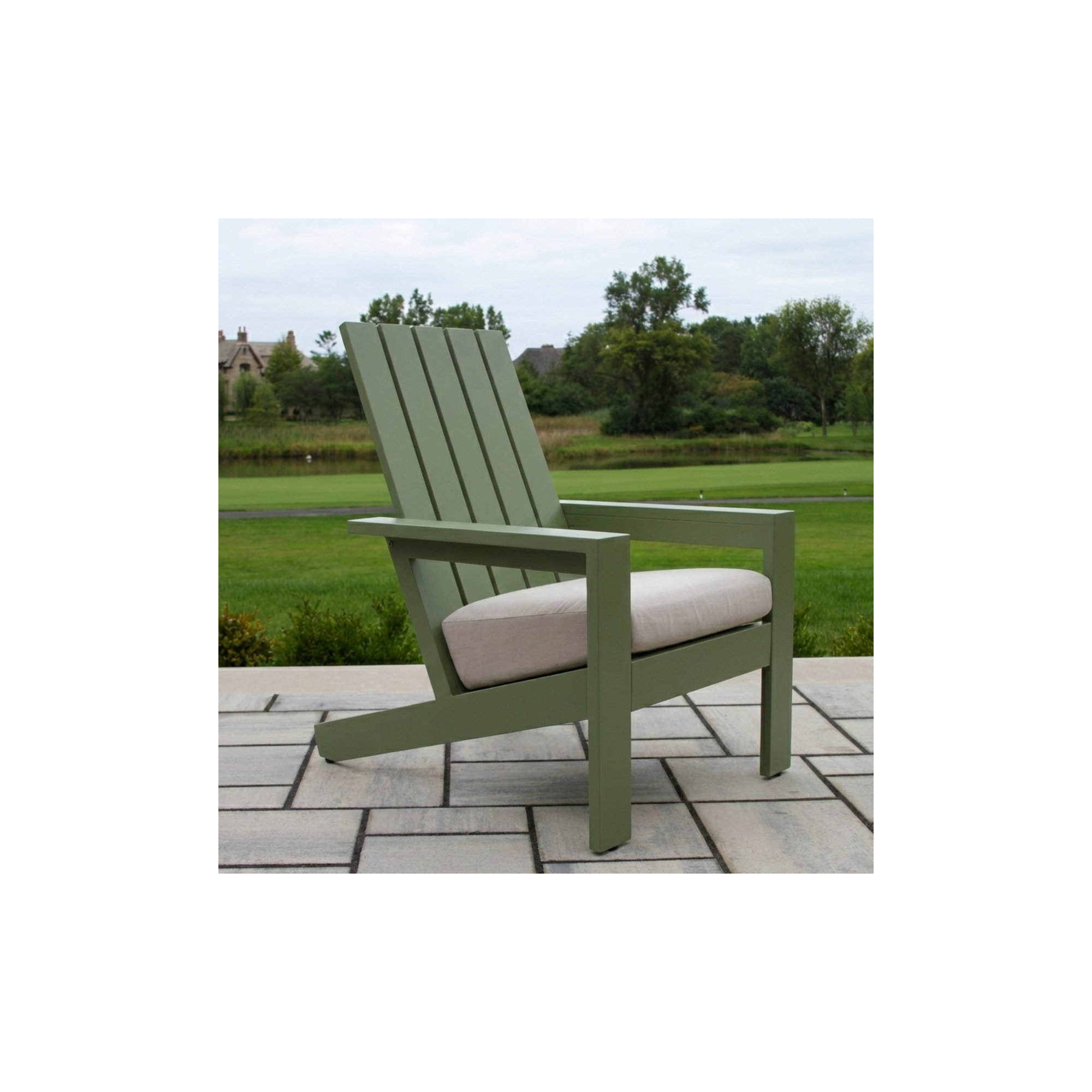 Rhys Aluminum Adirondack with Sunbrella Cushion, Green