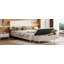 Ensemble de chambre à coucher 2 pièces avec cadre de lit tapissier grand format, repose-pieds en velours côtelé moderne-1392316486