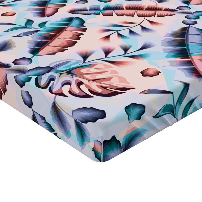 Drap-housse floral Ambesonne, Drap-housse pour lit simple TG, Turquoise, lavande, saumon / floral
