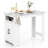  47'' Long Counter Height Table Bar Table Faux Marble Pub Table W/ Cabinet