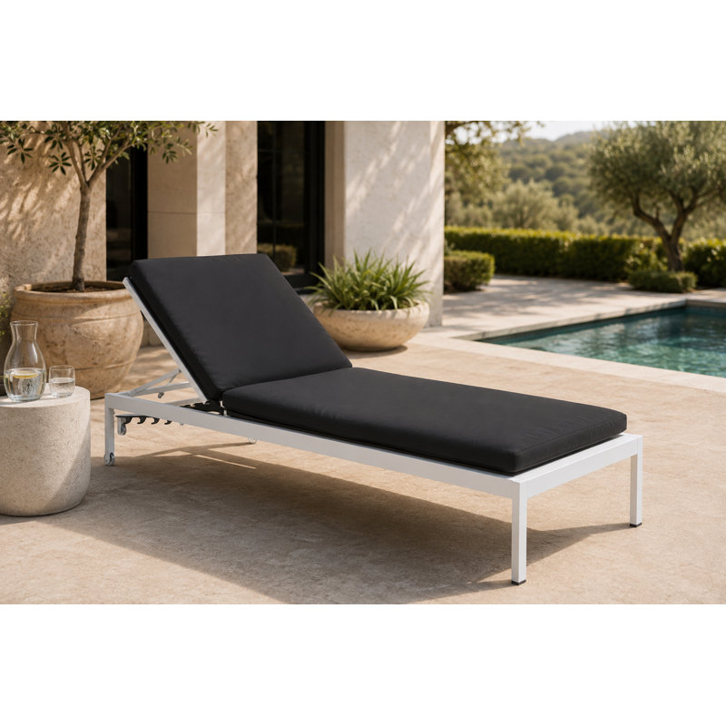 Pangea Home Sally 3'' Outdoor Chaise Lounge Cushion – Comfortable, Quick-Dry Replacement Seat & Back Pad with Universal Attachment Design
