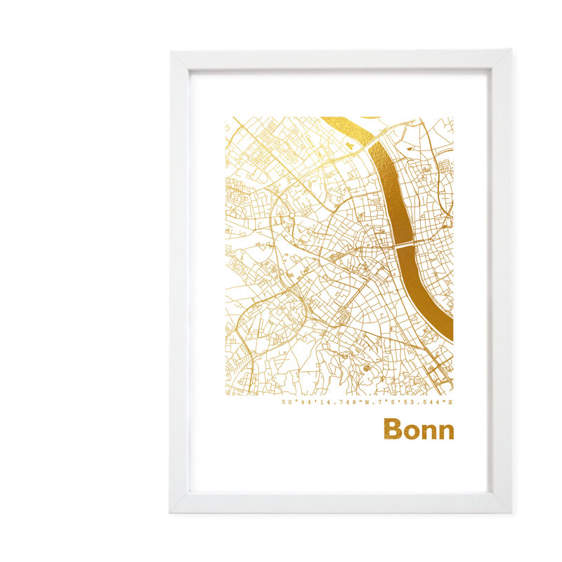 Bonn Map - Single Picture Frame Print, 42.5cm H x 32.5cm W x 3.5cm D