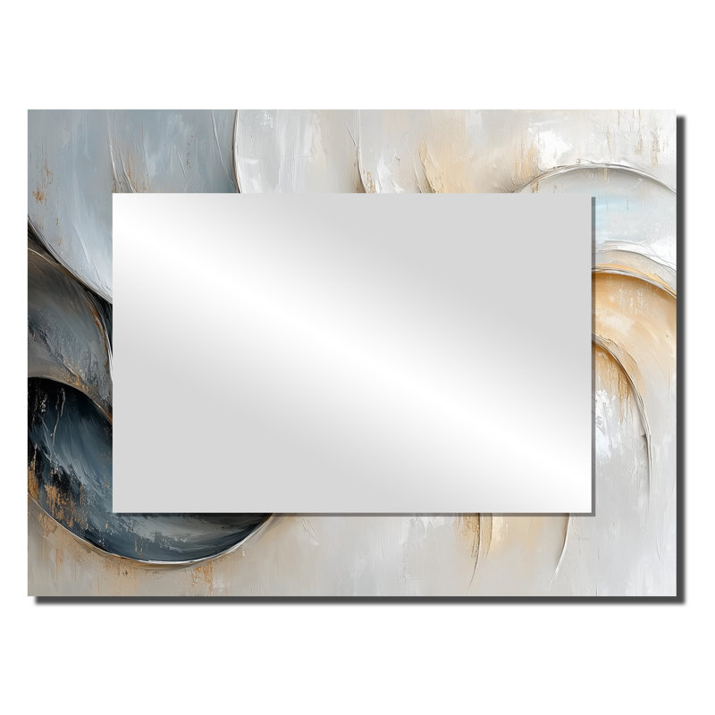 Vagues grises et blanches de l'introspection I - art mural abstrait avec collages abstraits - imprimé sur métal