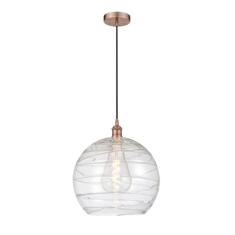 Luminaire suspendu en forme de globe à 1 lumière Mullins, Ampoule non incluse, Cuivre antique