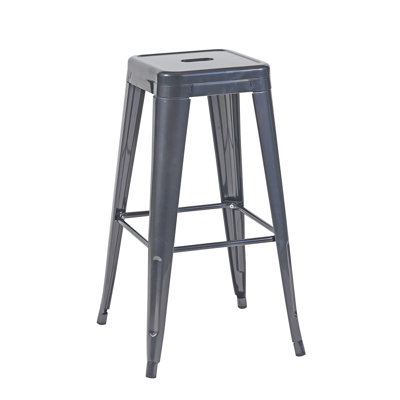 30 Inch Counter Height Stool, Backless Metal Bar Stools Set of 2, Non-Stackable, Detachable & Easy Assembly, Space-Saving Design for Kitchen Island/Bar/Café/Dining Room (Grey)