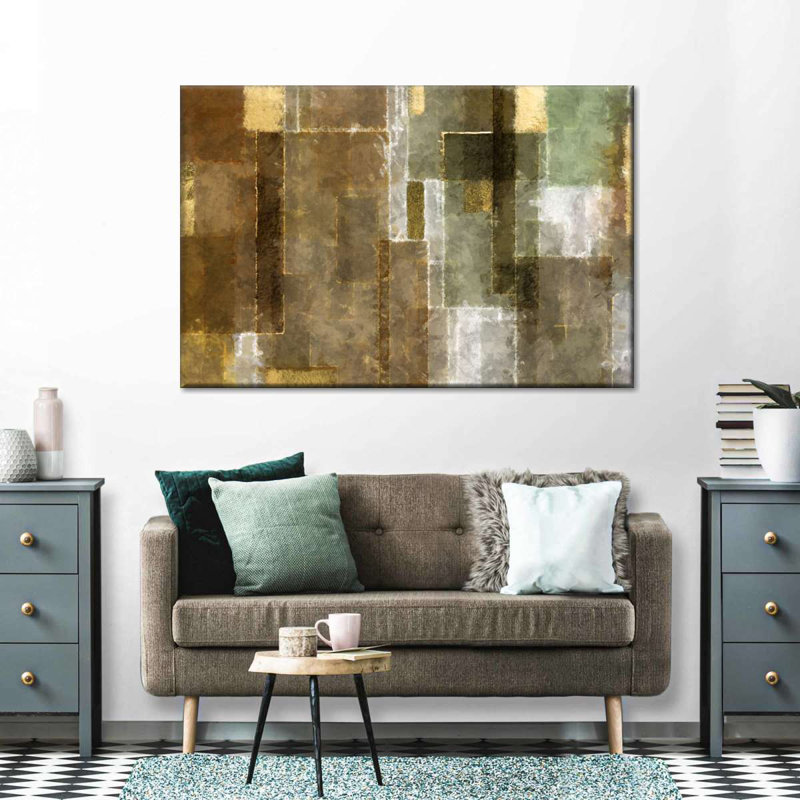 Abstrait géométrique sur toile, H 8 po x l 12 po x P 1 po