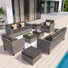 Allcot 8 - Person Wicker/Rattan Patio Furniture Set, Outdoor Sofa Set with Couch, Chairs, Ottomans and Comfy Cushions