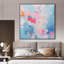 Très grande reproduction d'art sur toile - Coups de pinceau abstraits, illustrations d'illustrations roses, bleues et oranges pour le salon ou la chambre à coucher - «Assemblage requis du cadre (cadre non fini)»-105076186