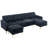 110" L-Shape Convertible Sectional Sofa Couch with Movable Ottoman for Living Room