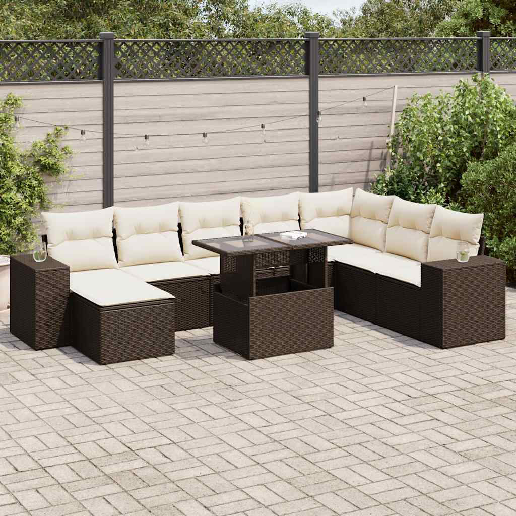 Vidaxl 9-Tlg. Garten-Sofagarnitur Mit Kissen Grau Poly Rattan