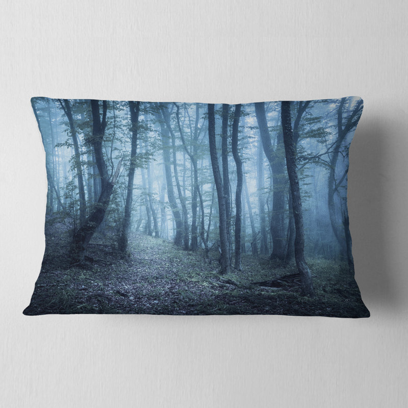 Spring Foggy Forest Trees - Coussin imprimé paysage
