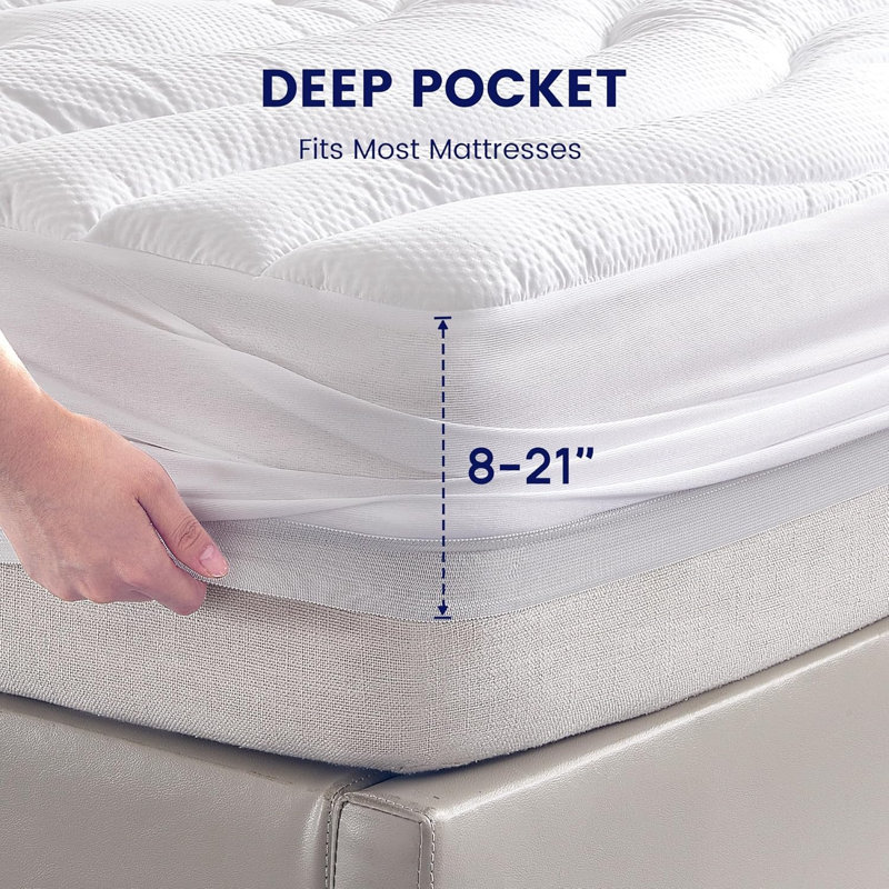 Protège-matelas matelassé imperméable et matelassé, Double, Blanc