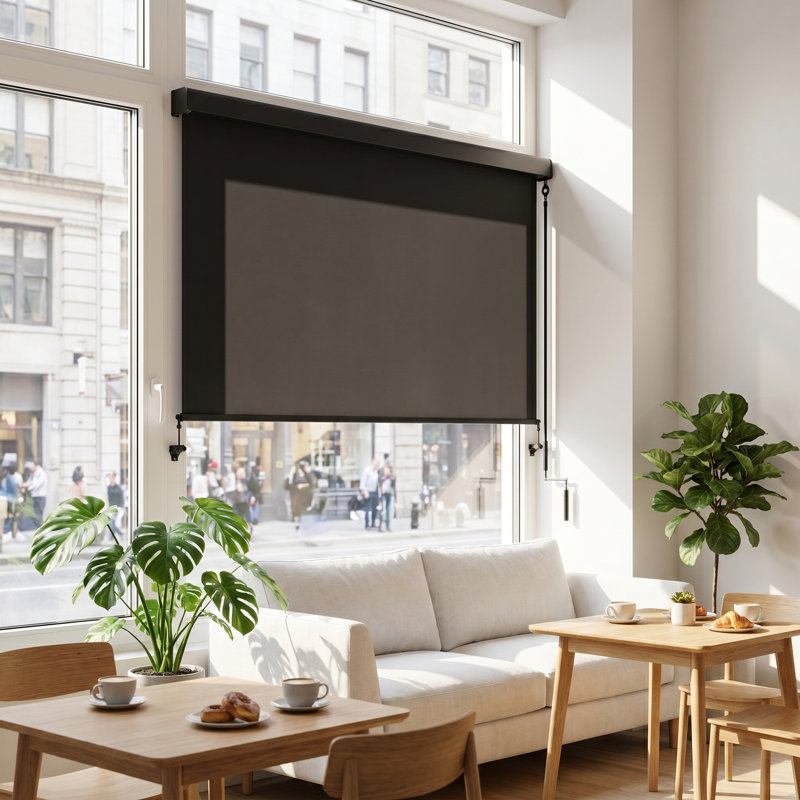 Cordless Outdoor Roller Shade, Assembly Free Patio Blinds with Upgraded 420 GSM Fabric for 95% UV Protection, Sun Shade for Indoor & Outdoor Spaces