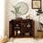 Mid Century Modern Fluted Sideboard Cabinet With 2 Outlet Holes, Buffet Cabinet With Storage, Narrow Side Cabinet For Living Room Entryway Hallway Kitchen Coffee Bar, Dark Walnut-979649644