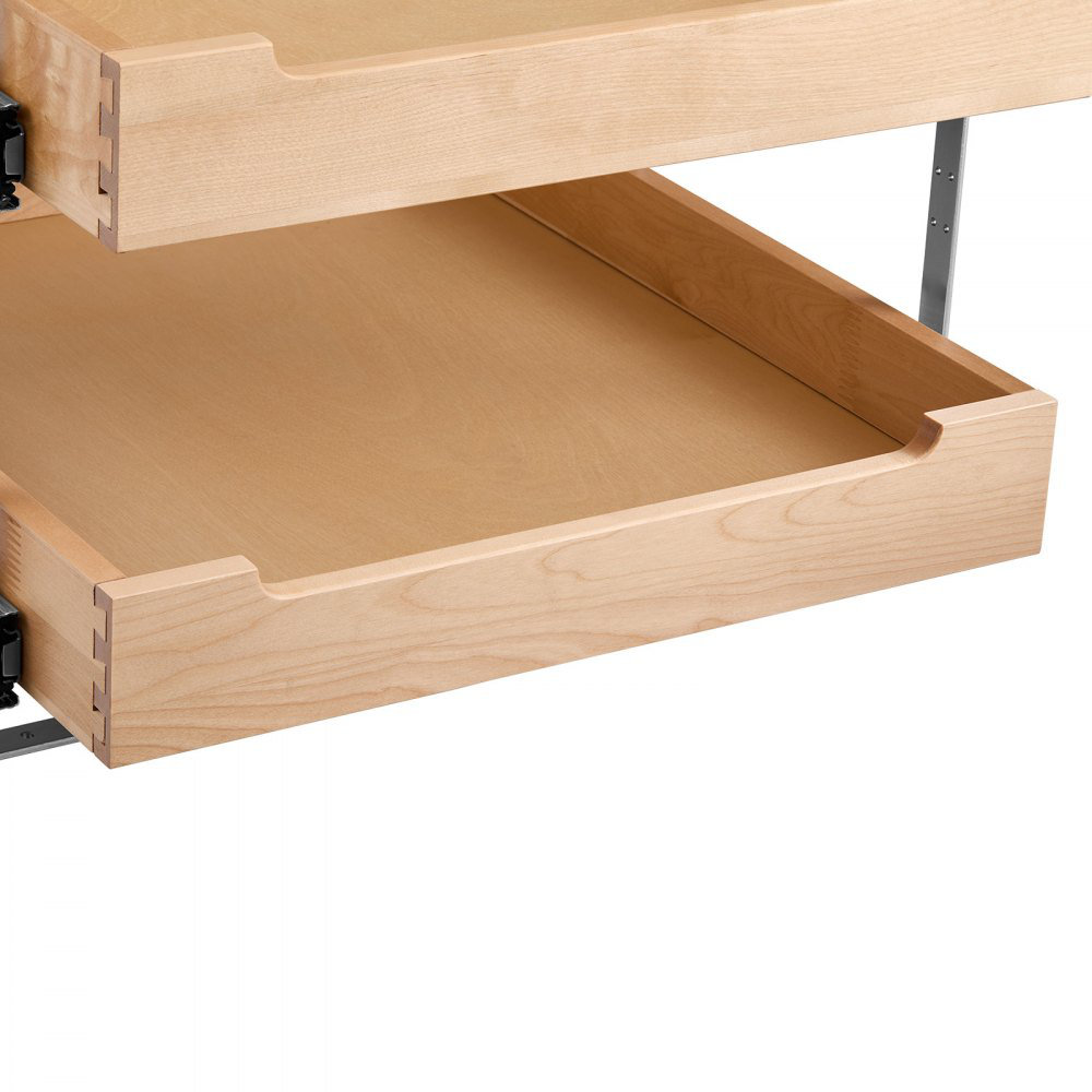 2 Tier Pull Out Cabinet Organizer Soft Close Slide Out Wood Drawer