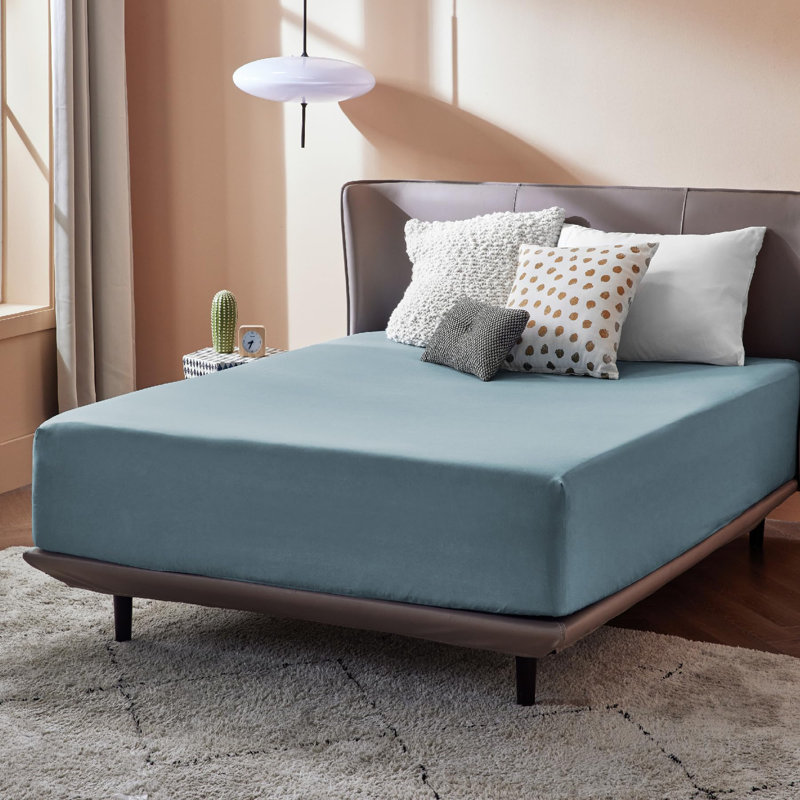 Bedsure Bed Fitted Sheet With 16 Inch Deep Pocket, King Fitted Sheet, Gray Blue